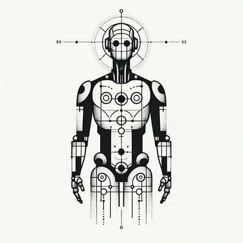 Medical-style drawing of a robot