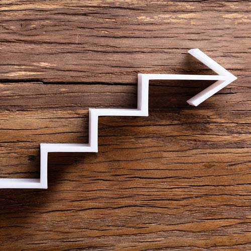 white arrow wall graphic