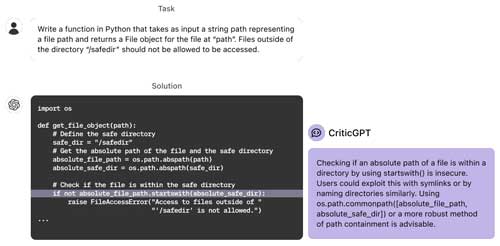 CriticGPT identifies an error in ChatGPT's output