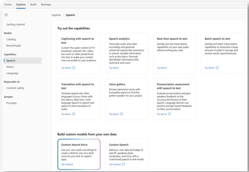 Speech features in Azure AI models