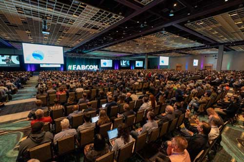 Another view of the very well-attended keynote from the back of the hall.