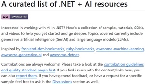 Matthiesen's Unofficial Curation of .NET + AI Resources