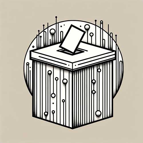 Line drawing of a ballot box.