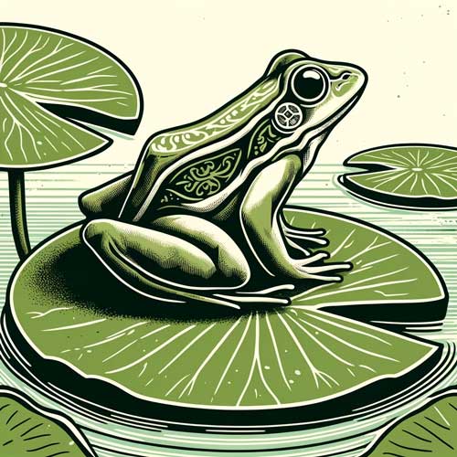 A frog on a lily pad