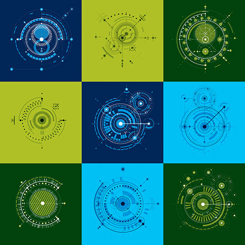 Green and Blue Squares Graphic