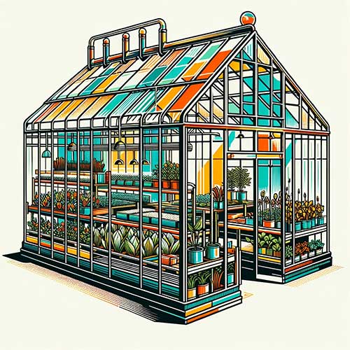 Line art greenhouse