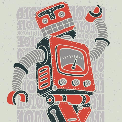 Happy Red Robot Graphic