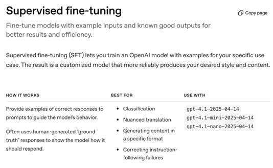 Supervised fine-tuning example