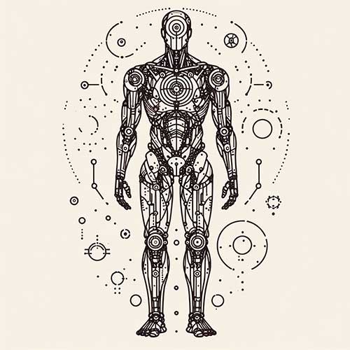 Medical-style drawing of a robot